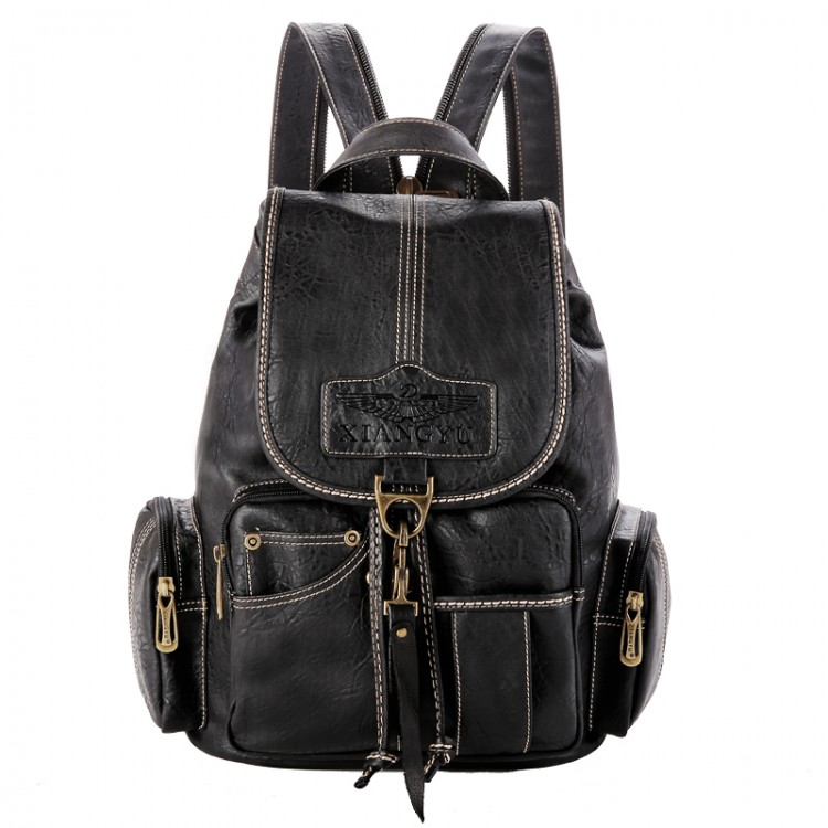 Faux Leather Vintage Waterproof Backpack B-44